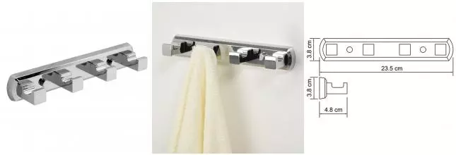 Планка с крючками «WasserKRAFT» Dill K-3974 на стену хром Планка с крючками «WasserKRAFT» Dill K-3974 на стену хром