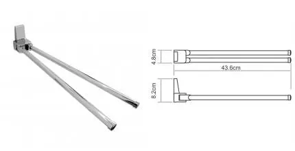 Полотенцедержатель двойной поворотный «WasserKRAFT» Lopau K-6031 на стену хром