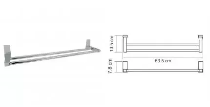 Полотенцедержатель двойной «WasserKRAFT» Lopau K-6040 на стену хром