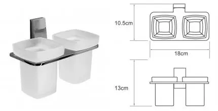 Двойной стакан для зубных щёток «WasserKRAFT» Lopau K-6028D на стену хром