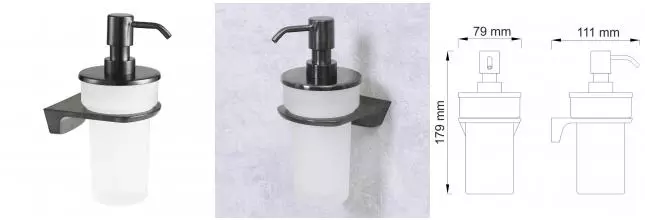 Дозатор для мыла «WasserKRAFT» Wiese K-8999 на стену оружейная сталь Дозатор для мыла «WasserKRAFT» Wiese K-8999 на стену оружейная сталь