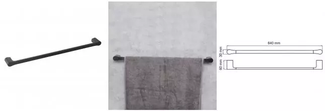 Полотенцедержатель «WasserKRAFT» Wiese K-8930 на стену оружейная сталь