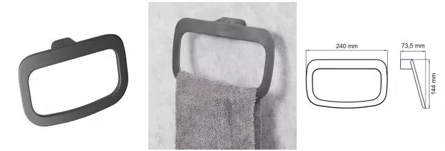 Полотенцедержатель «WasserKRAFT» Wiese K-8960 на стену оружейная сталь