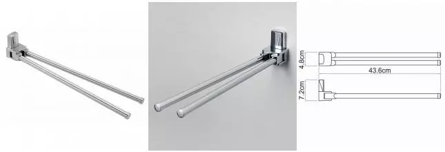 Полотенцедержатель двойной поворотный «WasserKRAFT» Leine K-5031 на стену хром Полотенцедержатель двойной поворотный «WasserKRAFT» Leine K-5031 на стену хром