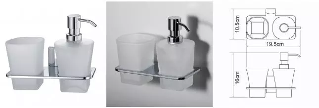 Стакан для зубных щёток и дозатор для жидкого мыла «WasserKRAFT» Leine K-5089 на стену хром
