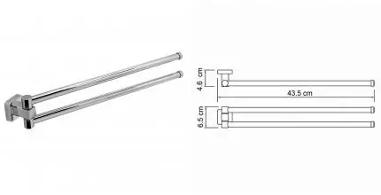 Полотенцедержатель двойной поворотный «WasserKRAFT» Lippe K-6531 на стену хром