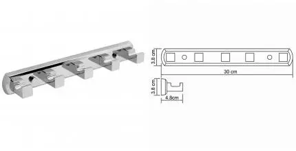 Планка с крючками «WasserKRAFT» Lippe K-6575 на стену хром