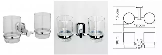 Двойной стакан для зубных щёток «WasserKRAFT» Oder K-3028D на стену хром