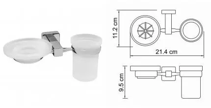 Мыльница со стаканом для зубных щёток «WasserKRAFT» Lippe K-6526 на стену хром