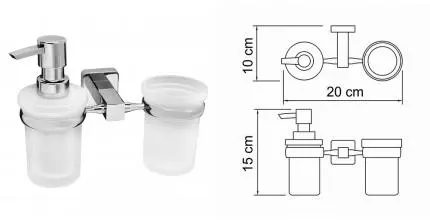 Стакан для зубных щёток и дозатор для жидкого мыла «WasserKRAFT» Lippe K-6589 на стену хром