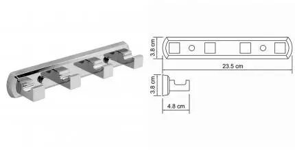 Планка с крючками «WasserKRAFT» Lippe K-6574 на стену хром