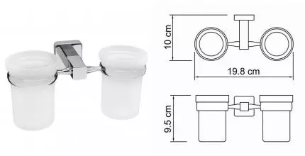 Двойной стакан для зубных щёток «WasserKRAFT» Lippe K-6528D на стену хром