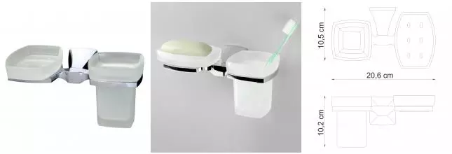 Мыльница со стаканом для зубных щёток «WasserKRAFT» Wern K-2526 на стену хром