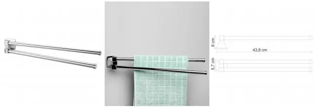 Полотенцедержатель двойной поворотный «WasserKRAFT» Wern K-2531 на стену хром Полотенцедержатель двойной поворотный «WasserKRAFT» Wern K-2531 на стену хром