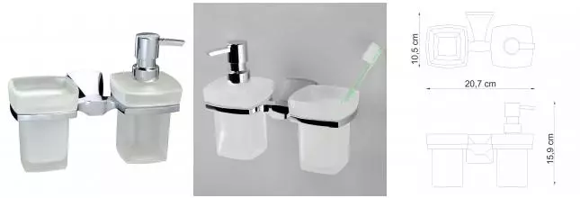 Стакан для зубных щёток и дозатор для жидкого мыла «WasserKRAFT» Wern K-2589 на стену хром