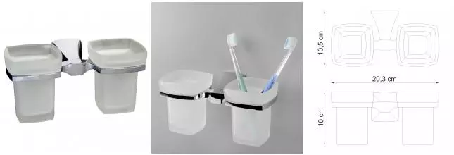Двойной стакан для зубных щёток «WasserKRAFT» Wern K-2528D на стену хром