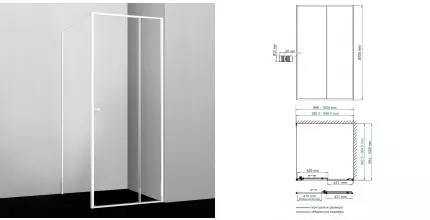 Душевой угол-ограждение «WasserKRAFT» Rhin 44S19 100/100 прозрачный/белый без поддона универсальный