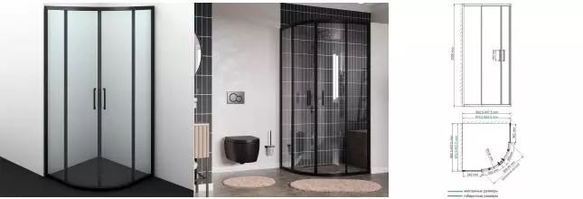 Душевой угол-ограждение «WasserKRAFT» Dill 61S01 90/90 прозрачный/чёрный без поддона Душевой угол-ограждение «WasserKRAFT» Dill 61S01 90/90 прозрачный/чёрный без поддона