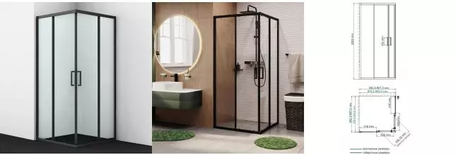Душевой угол-ограждение «WasserKRAFT» Dill 61S03 90/90 прозрачный/чёрный без поддона Душевой угол-ограждение «WasserKRAFT» Dill 61S03 90/90 прозрачный/чёрный без поддона