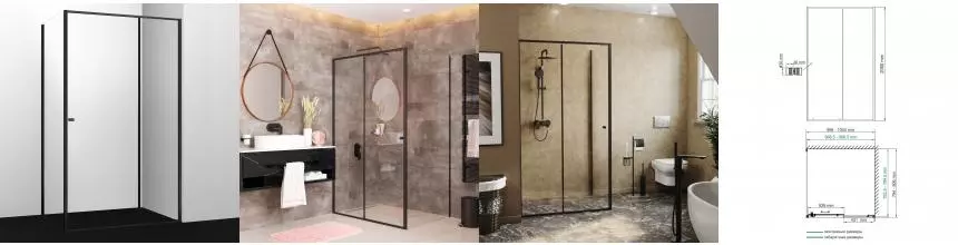 Душевой угол-ограждение «WasserKRAFT» Dill 61S17 100/80 прозрачный/чёрный без поддона универсальный Душевой угол-ограждение «WasserKRAFT» Dill 61S17 100/80 прозрачный/чёрный без поддона универсальный