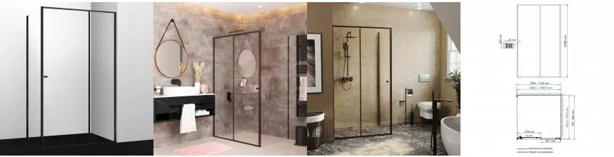Душевой угол-ограждение «WasserKRAFT» Dill 61S14 110/80 прозрачный/чёрный без поддона универсальный Душевой угол-ограждение «WasserKRAFT» Dill 61S14 110/80 прозрачный/чёрный без поддона универсальный