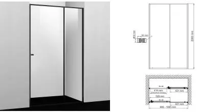 Душевая дверь «WasserKRAFT» Dill 61S12 100,5/200 прозрачная/чёрная без поддона универсальная Душевая дверь «WasserKRAFT» Dill 61S12 100,5/200 прозрачная/чёрная без поддона универсальная