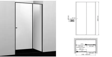 Душевая дверь «WasserKRAFT» Dill 61S05 120,5/200 прозрачная/чёрная без поддона универсальная Душевая дверь «WasserKRAFT» Dill 61S05 120,5/200 прозрачная/чёрная без поддона универсальная