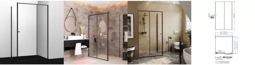 Душевой угол-ограждение «WasserKRAFT» Dill 61S22 100/90 прозрачный/чёрный без поддона универсальный Душевой угол-ограждение «WasserKRAFT» Dill 61S22 100/90 прозрачный/чёрный без поддона универсальный