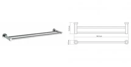 Полотенцедержатель двойной «WasserKRAFT» Donau K-9440 на стену хром