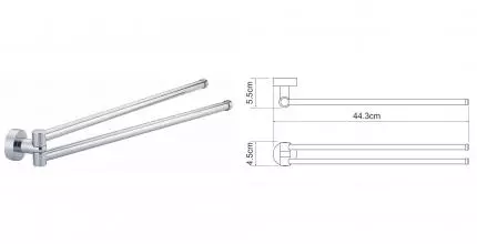 Полотенцедержатель двойной поворотный «WasserKRAFT» Donau K-9431 на стену хром