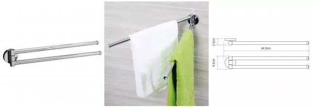 Полотенцедержатель двойной поворотный «WasserKRAFT» Rhein K-6231 на стену хром