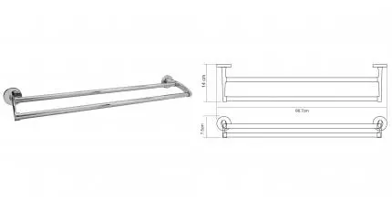 Полотенцедержатель двойной «WasserKRAFT» Rhein K-6240 на стену хром