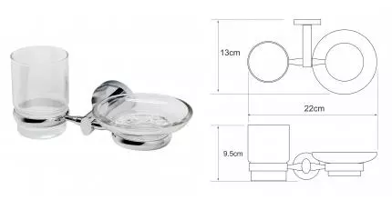 Мыльница со стаканом для зубных щёток «WasserKRAFT» Rhein K-6226 на стену хром