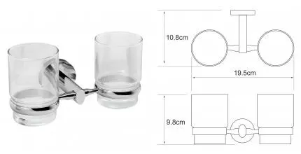 Двойной стакан для зубных щёток «WasserKRAFT» Rhein K-6228D на стену хром