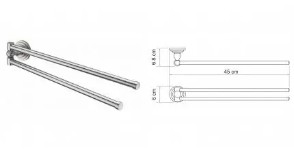 Полотенцедержатель двойной поворотный «WasserKRAFT» Ammer K-7031 на стену матовый хром