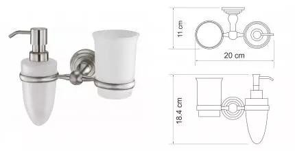 Стакан для зубных щёток и дозатор для жидкого мыла «WasserKRAFT» Ammer K-7089 на стену матовый хром