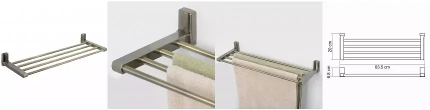 Полка для полотенец «WasserKRAFT» Exter K-5211 на стену светлая бронза Полка для полотенец «WasserKRAFT» Exter K-5211 на стену светлая бронза