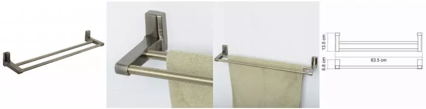 Полотенцедержатель двойной «WasserKRAFT» Exter K-5240 на стену светлая бронза Полотенцедержатель двойной «WasserKRAFT» Exter K-5240 на стену светлая бронза