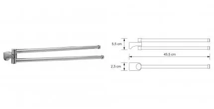 Полотенцедержатель двойной поворотный «WasserKRAFT» Kammel K-8331 на стену хром