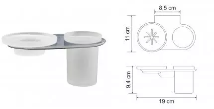 Мыльница со стаканом для зубных щёток «WasserKRAFT» Kammel K-8326 на стену хром