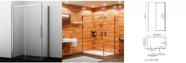 Душевой угол-ограждение «WasserKRAFT» Alme 15R37 140/100 прозрачный/хром без поддона универсальный