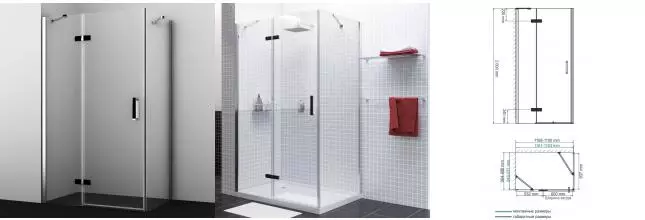 Душевой угол-ограждение «WasserKRAFT» Aller 10H10 120/100 прозрачный/хром-Black matt без поддона левый