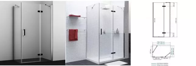 Душевой угол-ограждение «WasserKRAFT» Aller 10H10 120/100 прозрачный/хром-Black matt без поддона правый