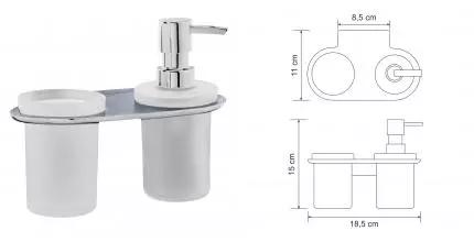 Стакан для зубных щёток и дозатор для жидкого мыла «WasserKRAFT» Kammel K-8389 на стену хром