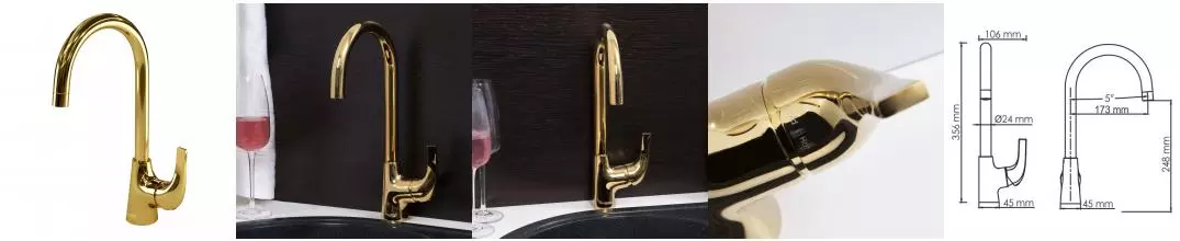 Смеситель для кухонной мойки «WasserKRAFT» Sauer 7107 золото Смеситель для кухонной мойки «WasserKRAFT» Sauer 7107 золото