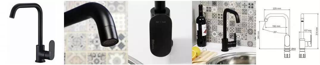 Смеситель для кухонной мойки «WasserKRAFT» Elbe A7407 чёрный матовый Смеситель для кухонной мойки «WasserKRAFT» Elbe A7407 чёрный матовый