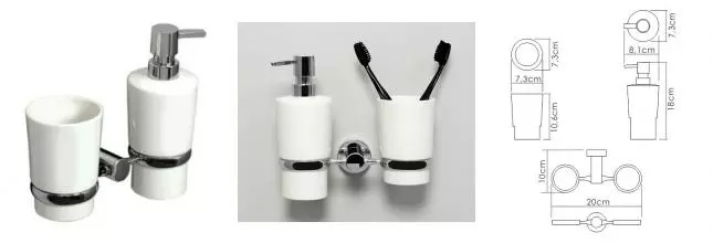 Стакан для зубных щёток и дозатор для жидкого мыла «WasserKRAFT» K-28289 на стену белый/хром