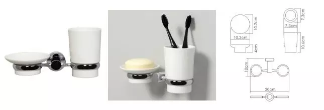 Мыльница со стаканом для зубных щёток «WasserKRAFT» K-28226 на стену белая/хром