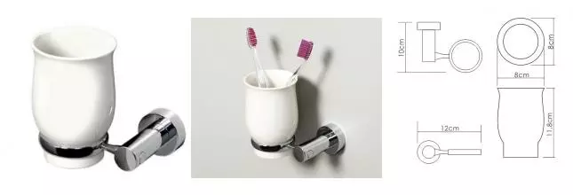 Стакан для зубных щёток «WasserKRAFT» K-24228 на стену белый/хром