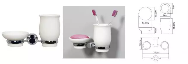 Мыльница со стаканом для зубных щёток «WasserKRAFT» K-24226 на стену белая/хром